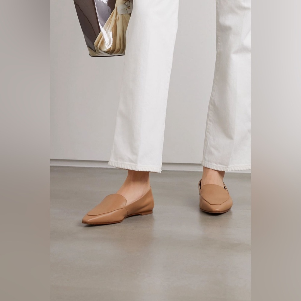 Aeyde Tan Leather Pointed-Toe Loafers